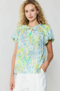 Abstract Floral Print Top
