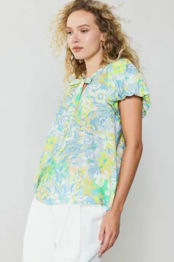 Abstract Floral Print Top