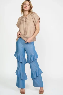 Abstract Jacquard Tieneck Blouse