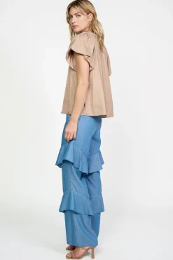 Abstract Jacquard Tieneck Blouse