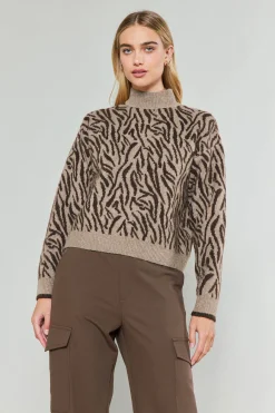 Abstract Mock Neck Sweater