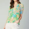 Abstract Split Neck Blouse