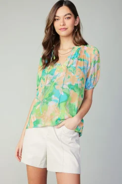 Abstract Split Neck Blouse