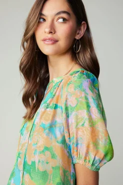 Abstract Split Neck Blouse