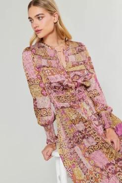 Aida Quilted Pattern Midi Dress