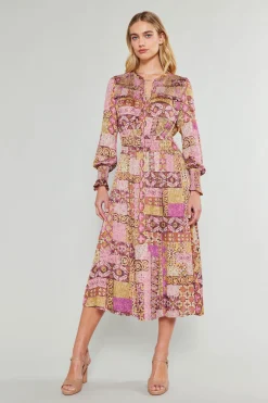 Aida Quilted Pattern Midi Dress