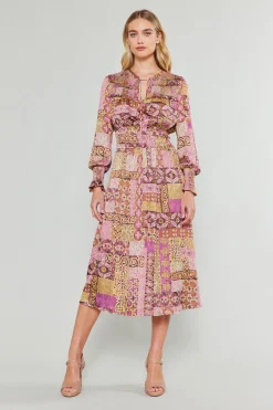 Aida Quilted Pattern Midi Dress