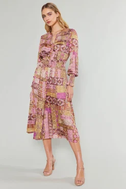 Aida Quilted Pattern Midi Dress