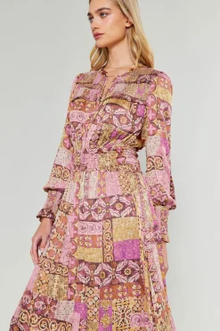 Aida Quilted Pattern Midi Dress