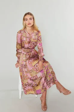 Aida Quilted Pattern Midi Dress