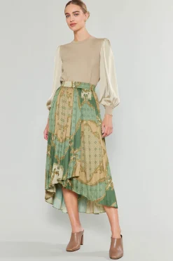 Asymmetrical Vintage Print Skirt
