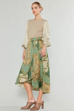 Asymmetrical Vintage Print Skirt