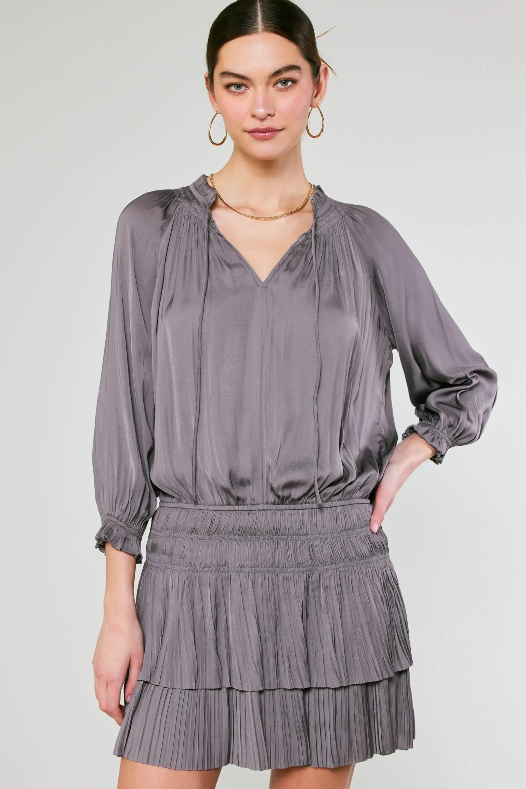 Aurelie Pleated Mini Dress