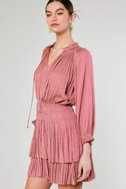 Aurelie Pleated Mini Dress