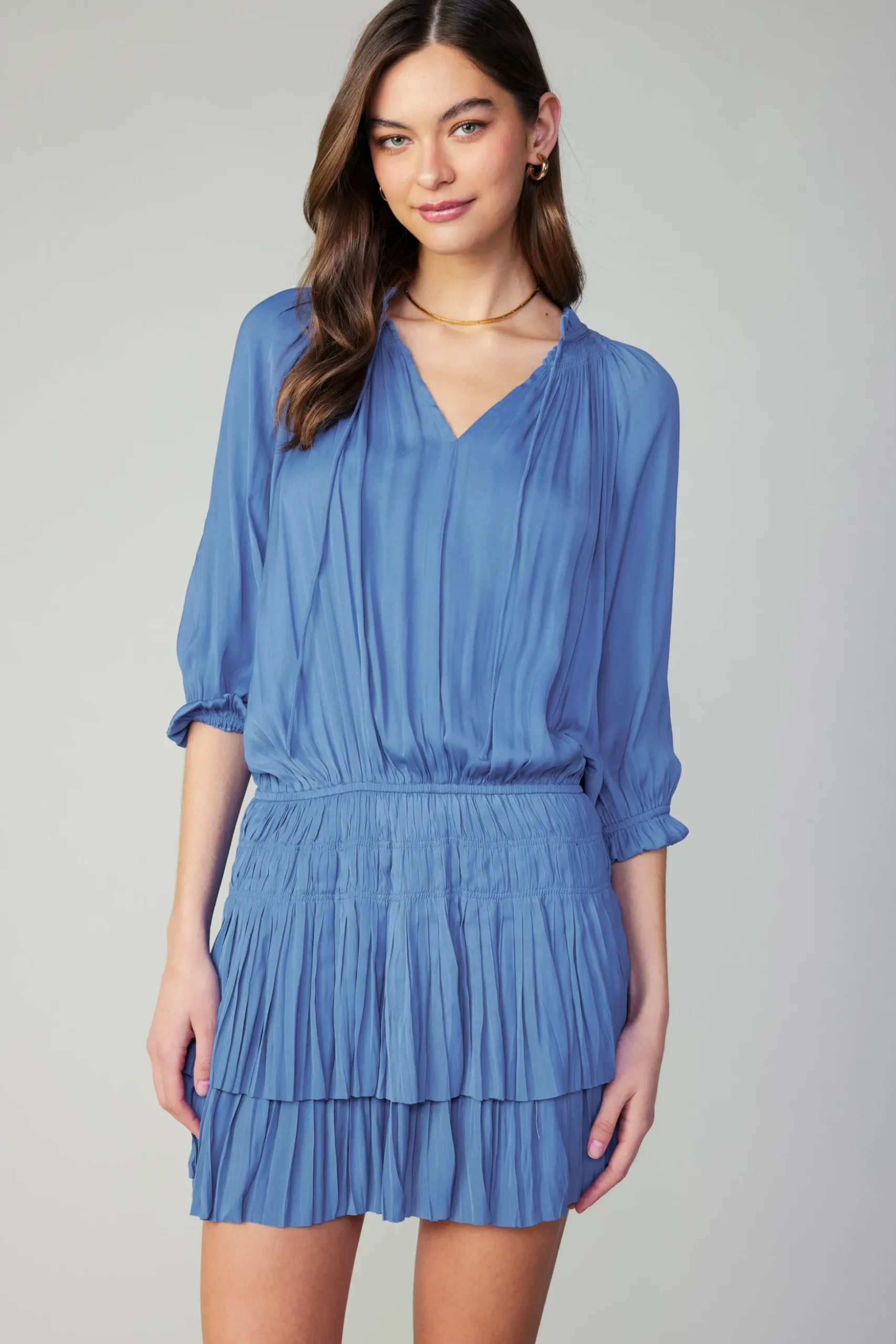 Aurelie Pleated Mini Dress