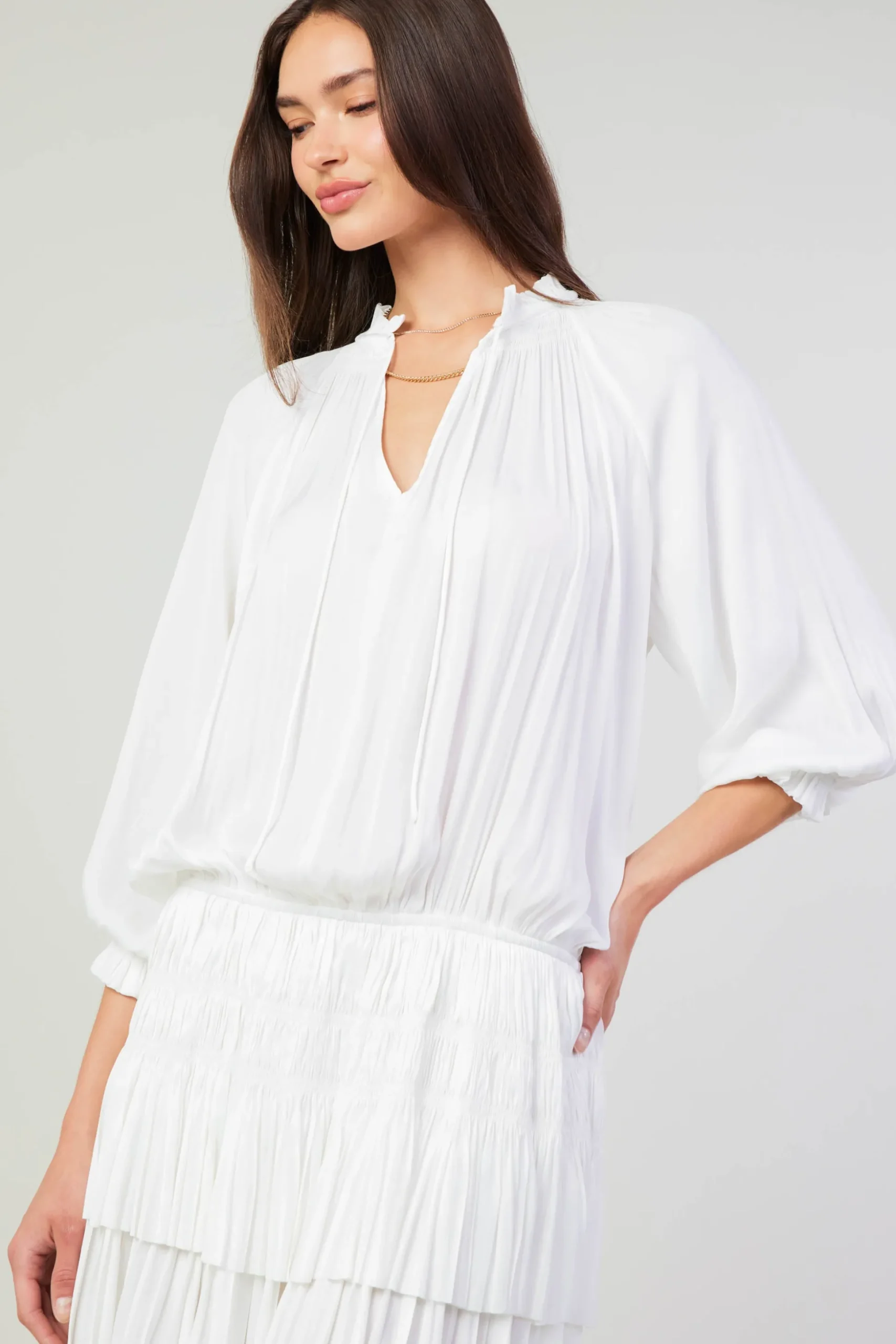 Aurelie Pleated Mini Dress