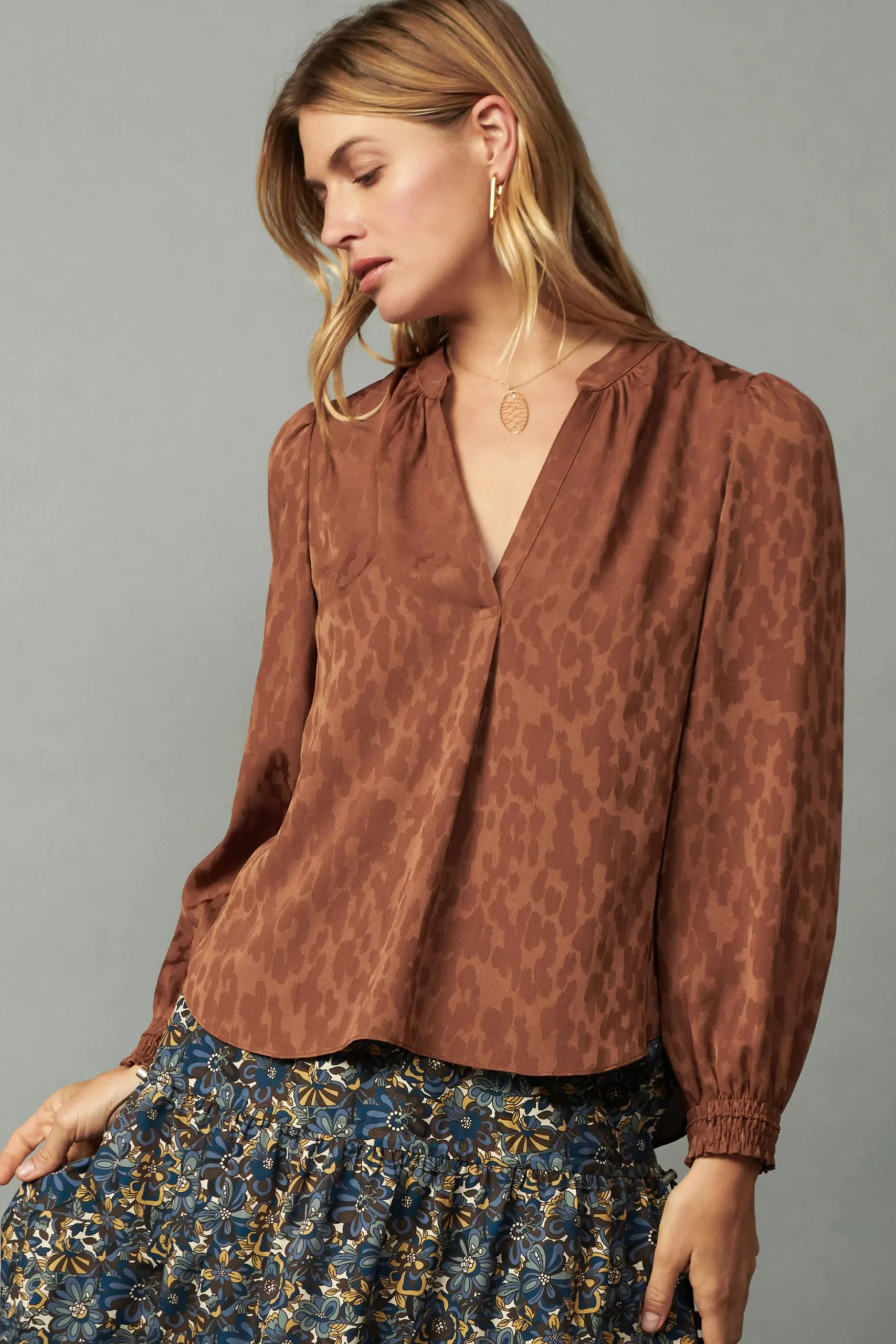 Autumn Split Neck Blouse