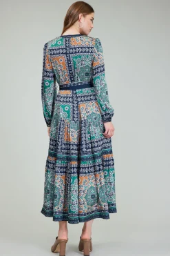 Belted Abstract Midi Dress