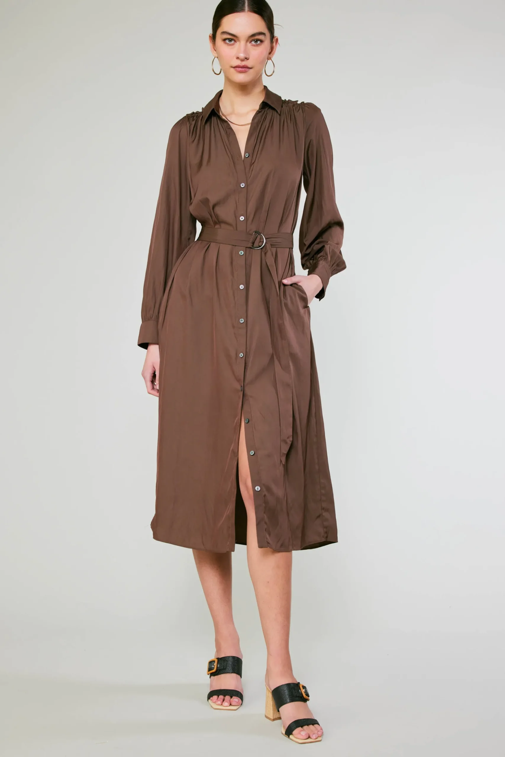 Belted Buttondown Shirt Dress