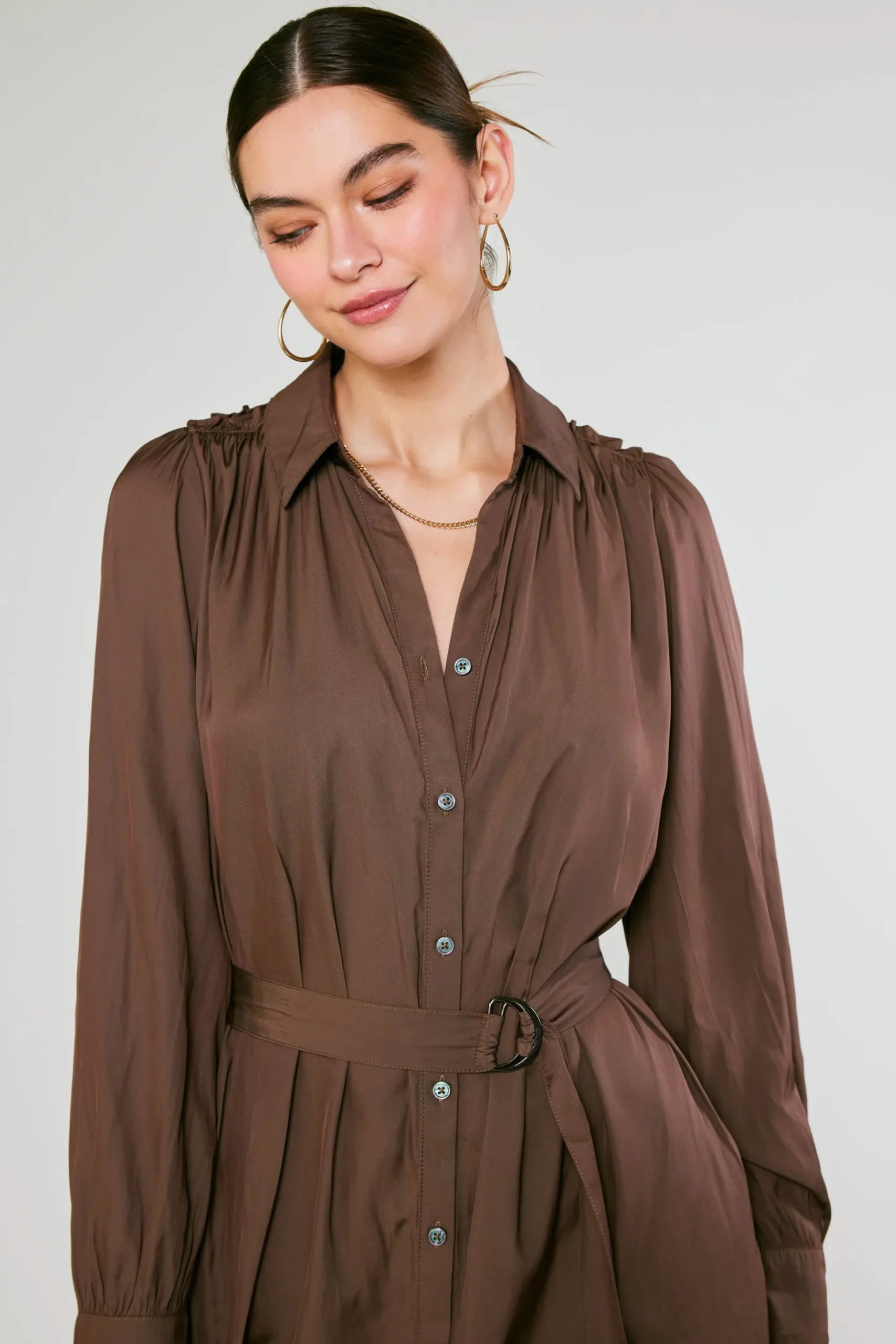 Belted Buttondown Shirt Dress