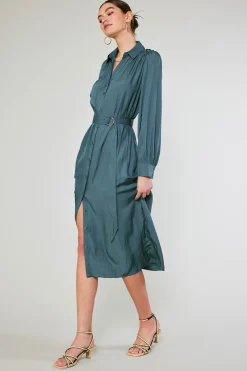 Belted Buttondown Shirt Dress
