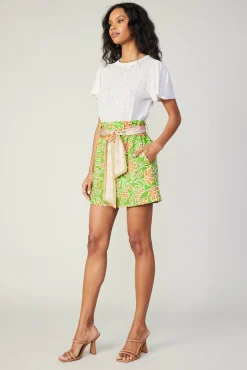 Belted Floral Patterned Shorts