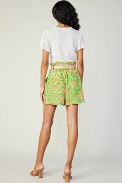 Belted Floral Patterned Shorts
