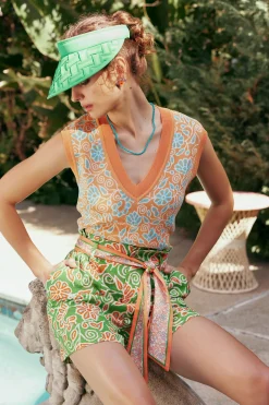 Belted Floral Patterned Shorts