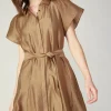 Belted Godet Mini Dress