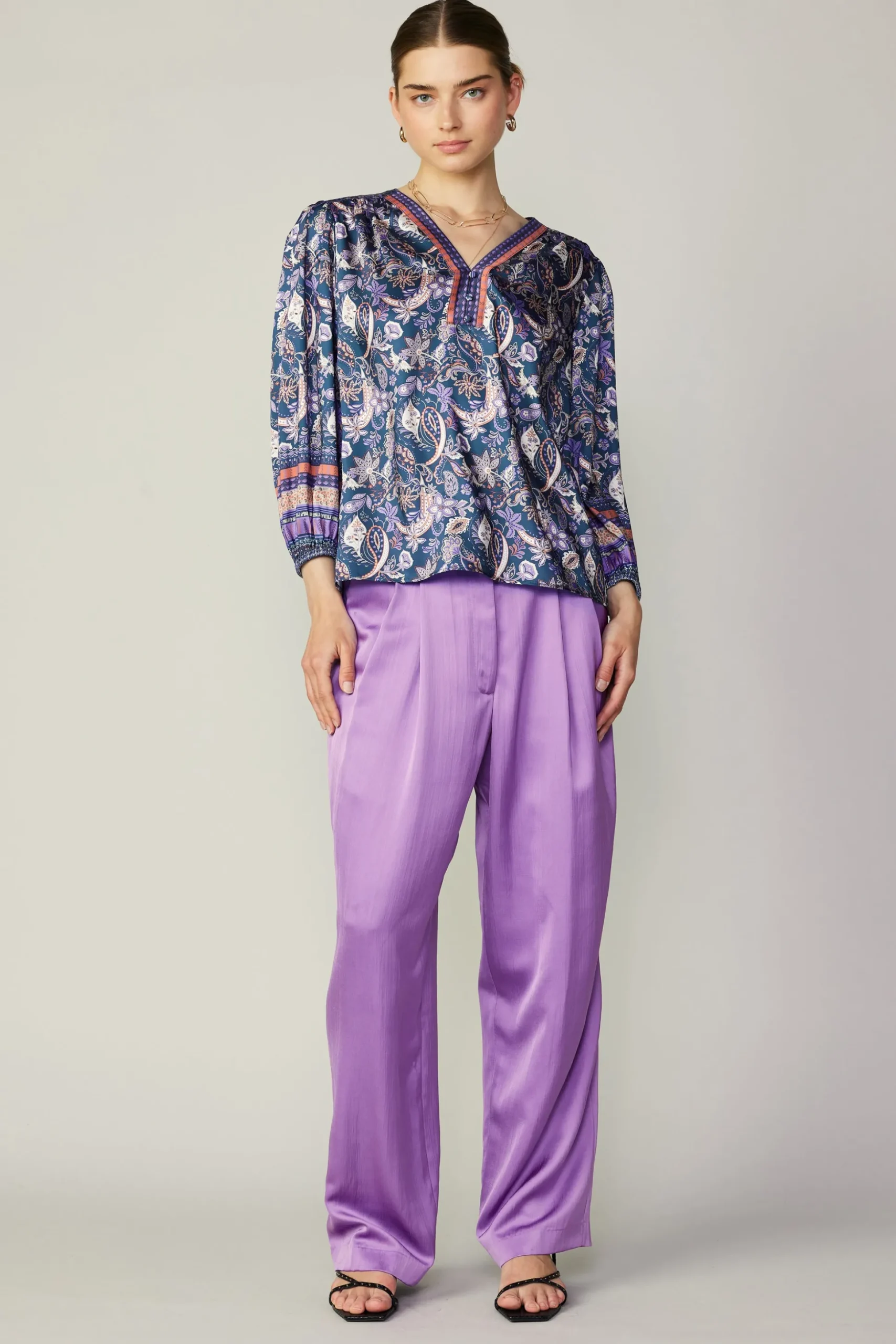 Border Print Paisley Top