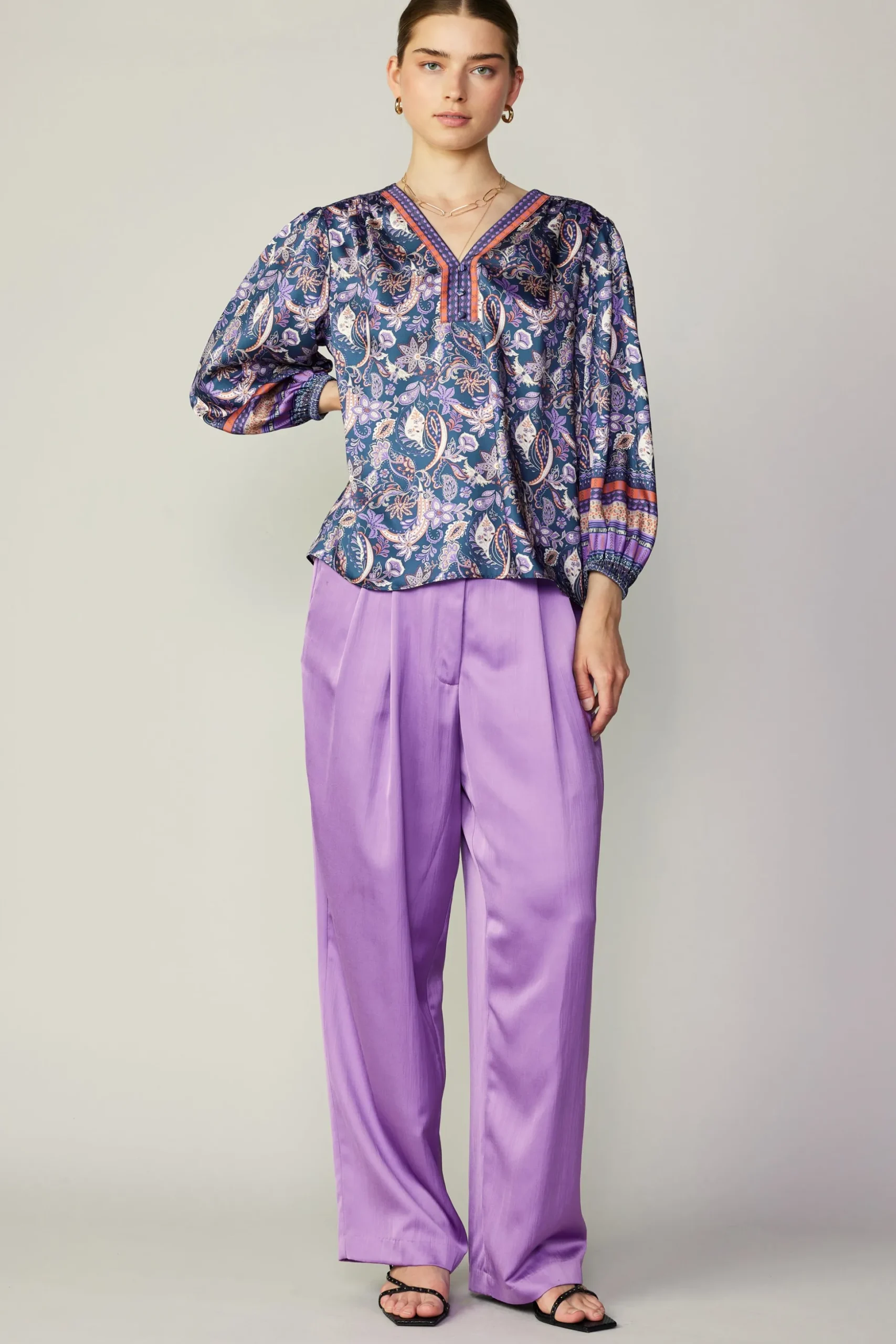 Border Print Paisley Top