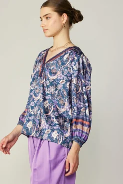 Border Print Paisley Top