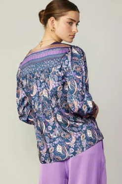 Border Print Paisley Top