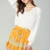 Border Print Tiered Mini Skirt