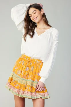Border Print Tiered Mini Skirt