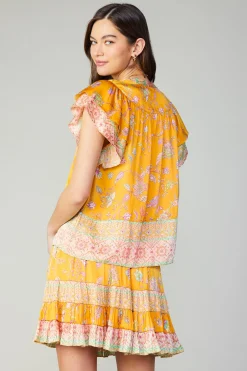 Border Print Tiered Mini Skirt