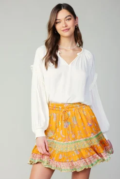Border Print Tiered Mini Skirt