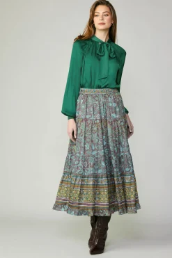 Border Printed Floral Skirt