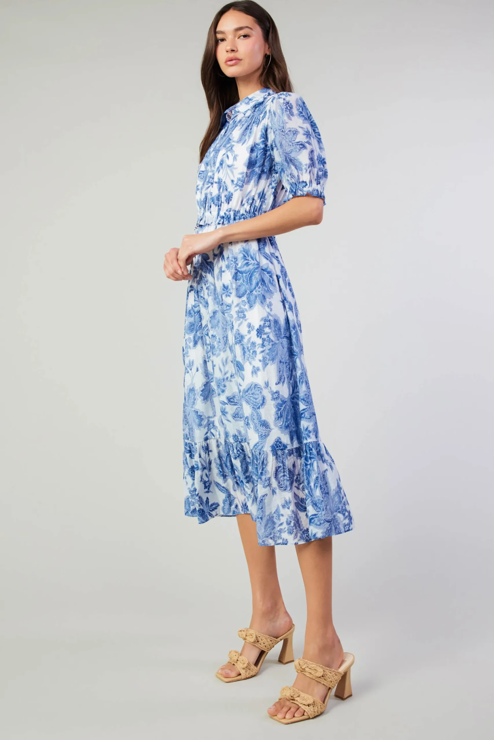 Botanical Jacquard Midi Dress