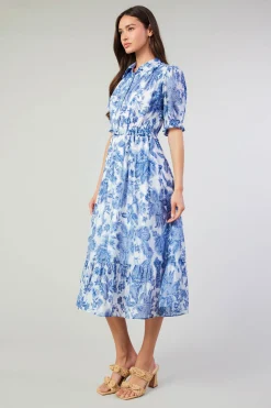Botanical Jacquard Midi Dress