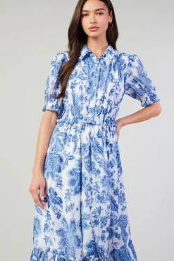 Botanical Jacquard Midi Dress