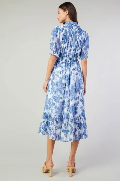 Botanical Jacquard Midi Dress