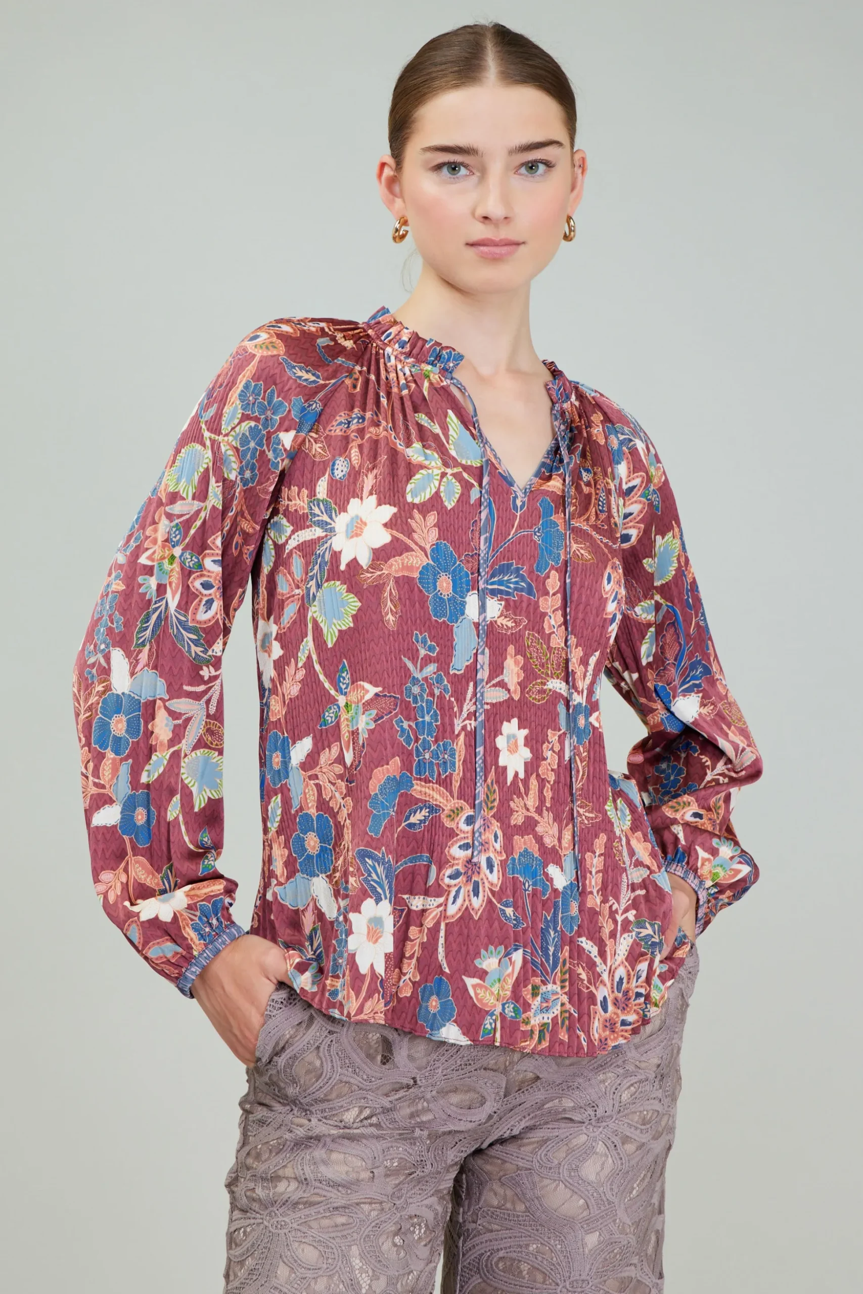 Botanical Pleated Blouse