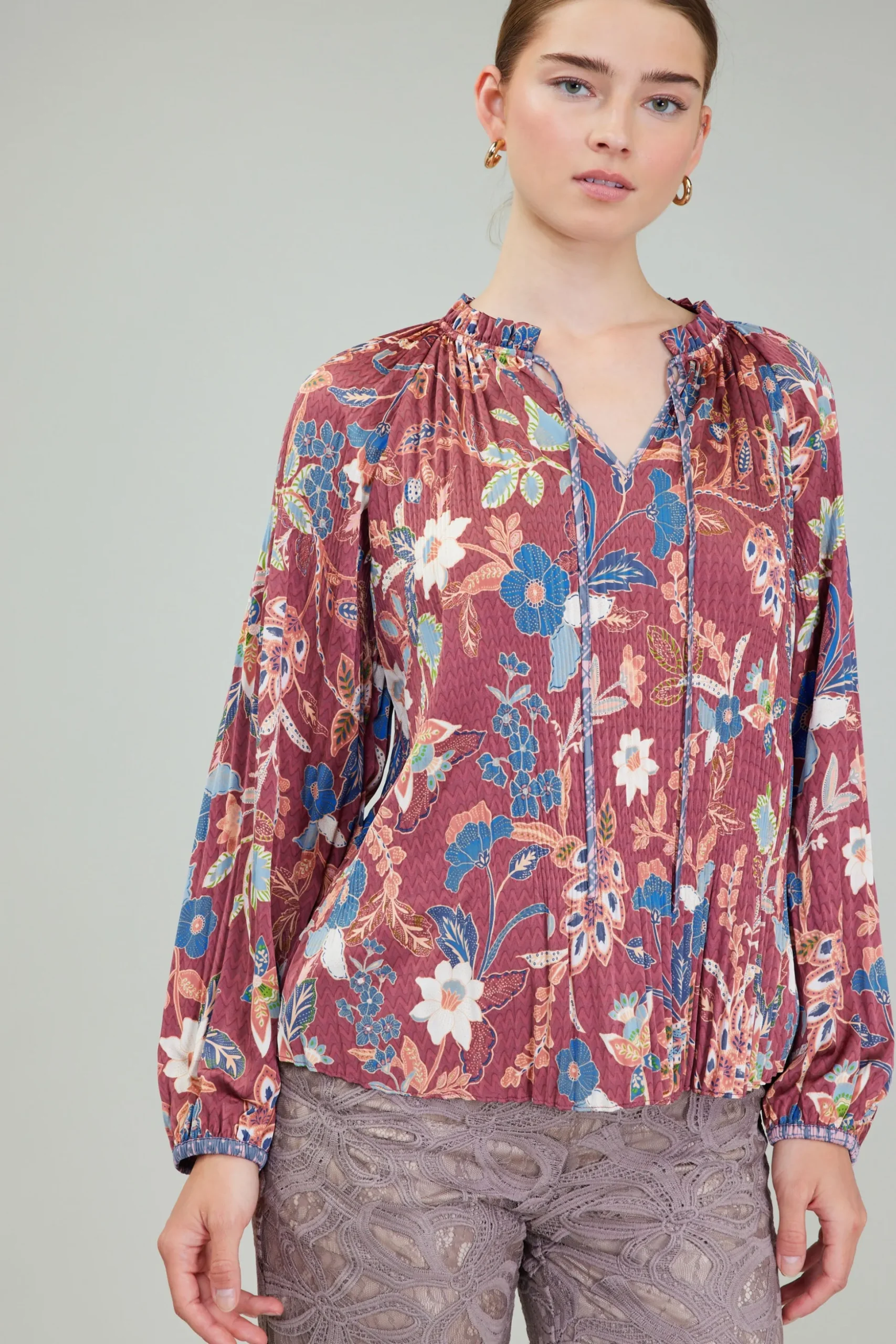 Botanical Pleated Blouse