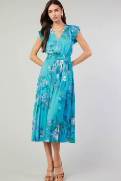 Botanical Pleated Midi Dress