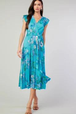 Botanical Pleated Midi Dress
