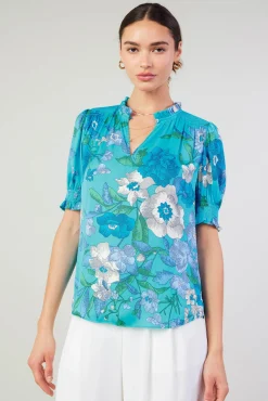 Botanical Smocked Shoulder Blouse