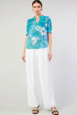 Botanical Smocked Shoulder Blouse