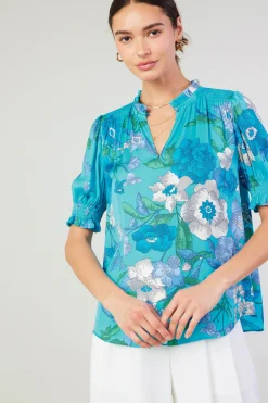 Botanical Smocked Shoulder Blouse