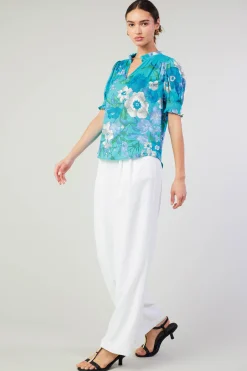 Botanical Smocked Shoulder Blouse